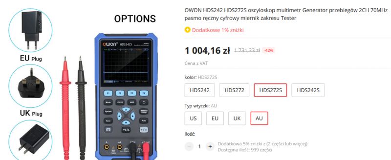 Oscyloskop przenośny OWON HDS 272S - próba opisu wad i zalet.