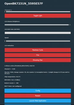 Control interface for LED lamp with animation features on OpenBK7231N.