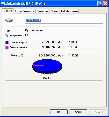 MP3 SanDisk Sansa Clip - problem z ładowaniem
