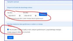 Interfejs eksportu danych do Excela z opcją wysyłki e-mail.