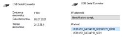 Screenshot showing information about a USB Serial Converter from FTDI.