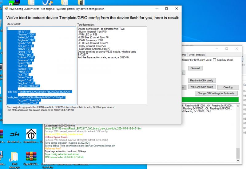 Tuya Config Quick Viewer Screenshot Screenshot of Tuya Config Quick Viewer with extracted GPIO configuration.