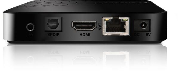 Ferguson FBOX ATV - Rear Panel Outputs Back of Ferguson FBOX ATV device with AV, SPDIF, HDMI, LAN, and DC outputs.