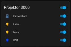 Projector 3000 App Interface Projector 3000 app interface with control options enabled.