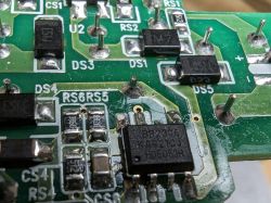 Close-up of a printed circuit board with visible chips BP2306, BP5628C, and KP15051SPA.