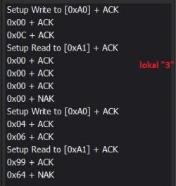Przykładowy zrzut danych dla wybrania lokalu 55 z komunikatami ACK i NAK.