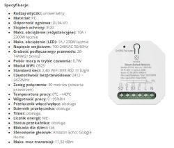 Woox R7279 Module - Technical Specifications Woox R7279 module with technical specifications.
