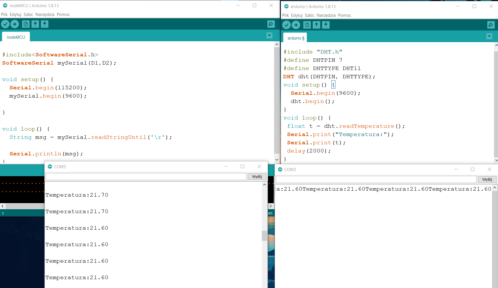 Tworzenie projektu komunikacji mi dzy esp8266mod a arduino uno przez