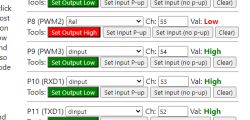 GPIO Settings in Diagnostic Tool Screenshot fragment of a diagnostic tool with GPIO settings for a light switch.