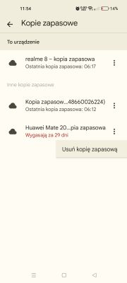 Odzyskiwanie kopii zapasowej z Dysku Google na nowym telefonie - Huawei Mate 20