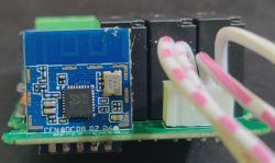 BK7231N module on a PCB with wiring.