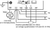 Podłączenie potencjometru i przełącznika start/stop do falownika Toshiba VF-S15