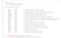 MCP23017 Register Source Code Code extract showing source code defining MCP23017 register addresses.