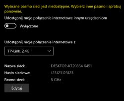 Intel AX201 nie tworzy hotspotu 5GHz na płycie TUF Gaming B660 Plus