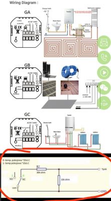 Schemat podłączenia termostatu dla kotła Tekla Draco Bio Compact.