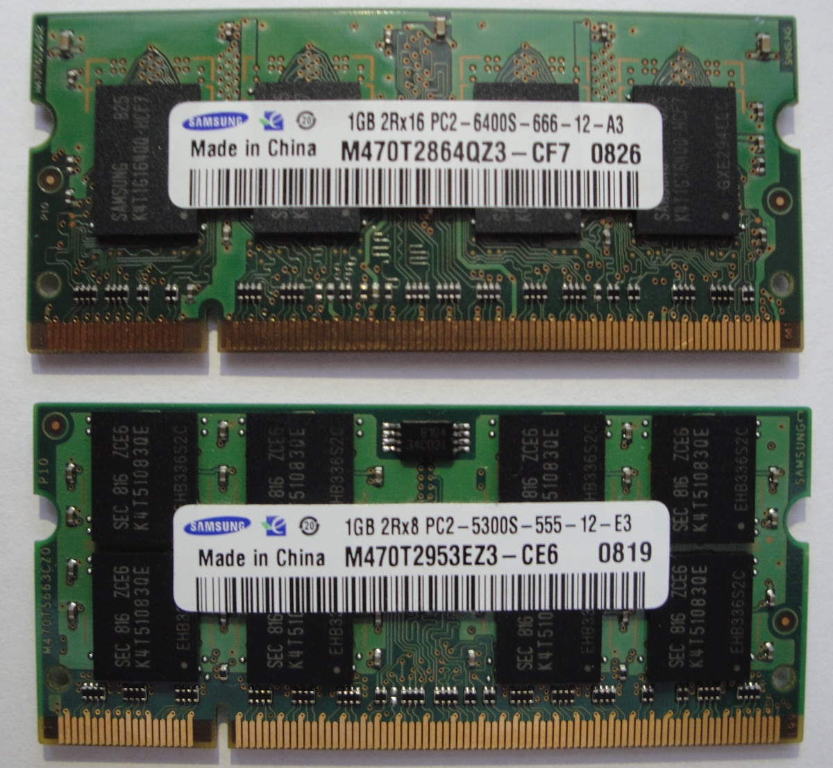 [Sprzedam] 2 x 1GB DDR2 Samsung (PC5300 - 667Mhz , PC6400 - 800Mhz ...