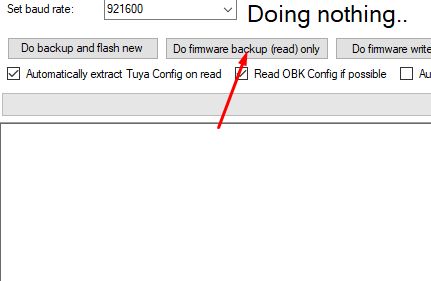 Flash Backup Tool Interface Window of a flash backup tool with the Do firmware backup (read) only option highlighted.
