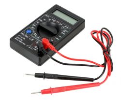 Digital multimeter with black and red probes