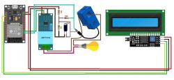 Power monitoring setup schematic with Arduino and display.