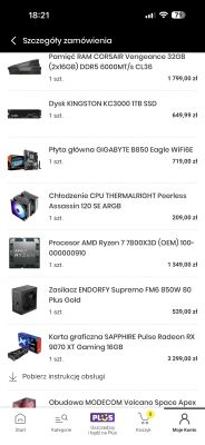 Lista komponentów komputerowych z cenami w polskim sklepie internetowym