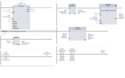 Zrzut TIA Portal z blokami PLC: CTRL_HSC, CONV, CALCULATE, MOVE i logika drabinkowa dla enkodera
