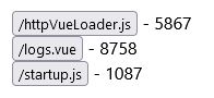 File Sizes on Docker Platform File list with sizes: /httpVueLoader.js - 5867, /logs.vue - 8758, /startup.js - 1087.