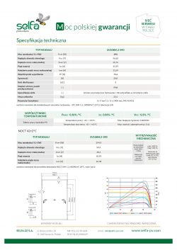 Technical specifications of Selfa SV108M.2-390 solar panels.