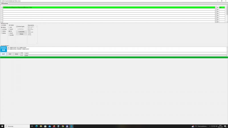 Screenshot der ESP32 Flash Download Tool V3.9.6 Software.