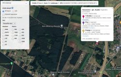 Mapa BTS z zaznaczonymi lokalizacjami operatorów komórkowych w okolicy Rynarzewa.