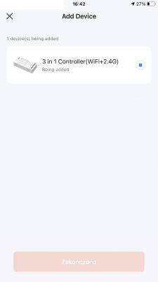 Adding a 3 in 1 (WiFi+2.4G) device in the app App screen showing the addition of a 3 in 1 (WiFi+2.4G) device