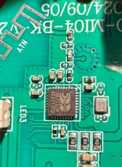 Close-up of a PCB with a visible BK7231T chip.