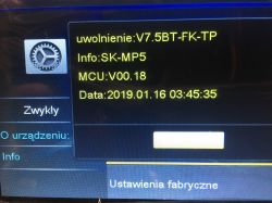 Screen of a Chinese car radio showing software version information.