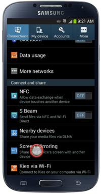 Jak przesłać obraz z Galaxy S2 na TV Samsung 40F6500 przez screen mirroring?