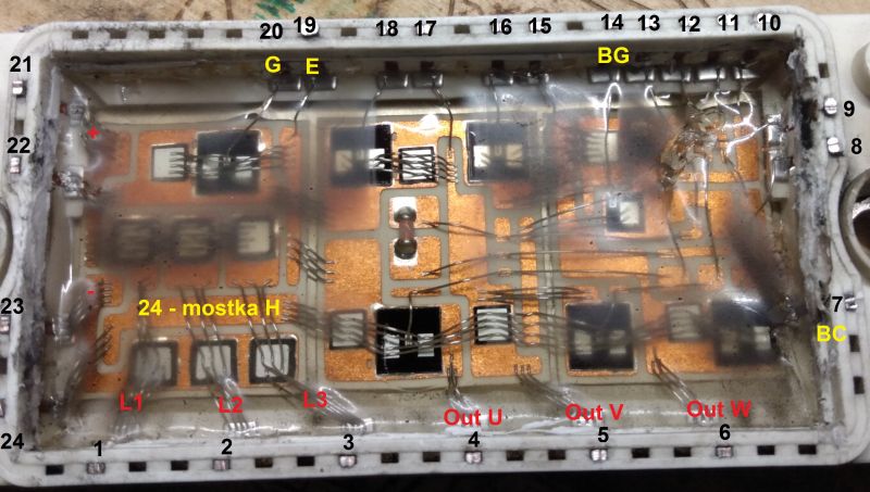 Wnętrze falownikowego modułu IGBT