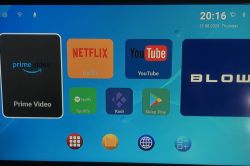 Ekran główny interfejsu Smart TV Android Box z aplikacjami.