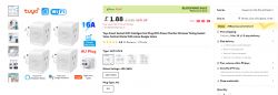 Tuya WiFi Smart Socket with AU Plug Ad for Tuya WiFi smart socket with AU plug and power monitoring feature.