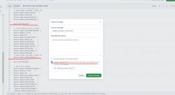 GitHub-Oberfläche mit bearbeitetem Quellcode und einem Fenster zur Änderungsvorschlag.