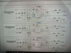 Schematic of three phases U, V and W with NCV5183DR2G ICs plus diodes, capacitors, and resistors.