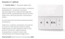 White KHY609 Thermostat with LED Display White thermostat with LED display and touch buttons.