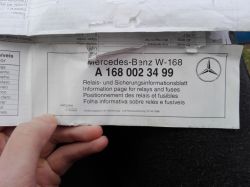 Mercedes w168-schemat bezpieczników/przekaźników