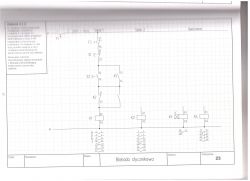Stycznikowy schemat układu sterowania z blokadą rozruchu 2 silników