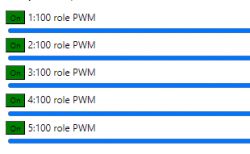 Five rows showing the operation of LEDs controlled by PWM.