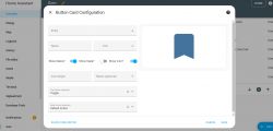 Button card configuration in Home Assistant with settings options.