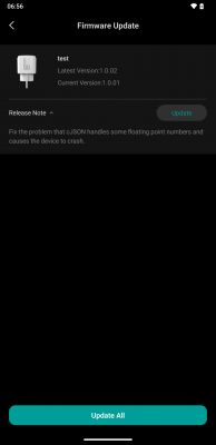 Firmware Update Firmware update screen.
