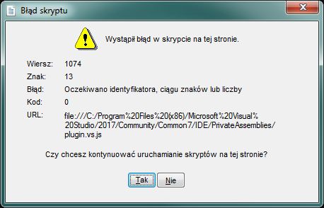 - VB.net 2017 Błąd skryptu po doinstalowaniu dodatku