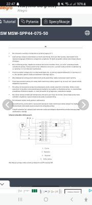 Schemat elektryczny pompy głębinowej z opisem podłączenia czterech przewodów: czarny, niebieski, brązowy i żółto-zielony.