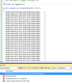 Atmel Studio 7 - Błąd przy dodawaniu pliku nagłówkowego font.h do projektu z wyświetlaczem ILI9341