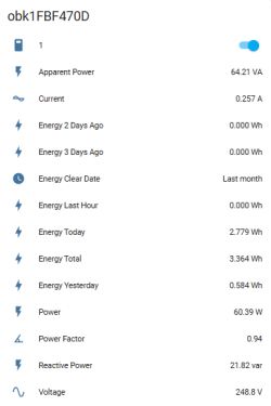 Screenshot showing electrical energy consumption data.