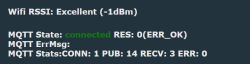 Display of WiFi and MQTT connection status.