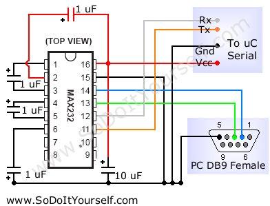 Max232 rs232 to ttl converter схема